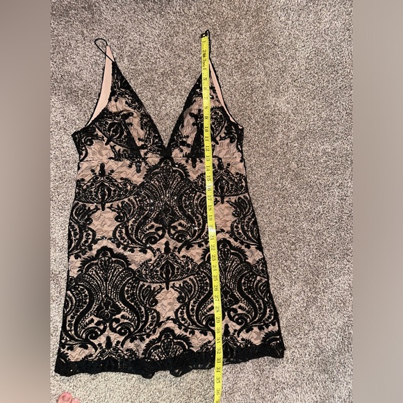 Free People Night Shimmer Sequin Mini Dress Black Lace - Picture 5 of 8